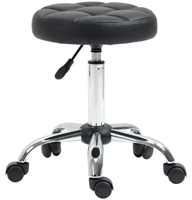 Produktbild von Drehhocker Salonhocker höhenverstellbar Kunstleder Steppdesign Schwarz Schwarz