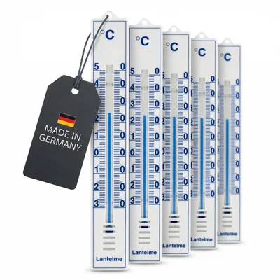 Produktbild von 5 Stück Set Außenthermometer Temperaturbereich -30 bis 50°C in Weiß aus Kunststoff Zimmerthermometer Garten Außen Innen Thermometer Analog