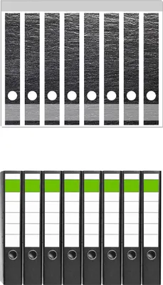 Produktbild von Wallario 8 Stück schmale Ordner inkl. Klebeetiketten mit Motive Muster schwarz-weiße Steintafel Optik -  Set mit Rückenschildern / Ordnerrücken Stickern