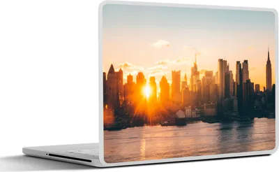 Produktbild von MuchoWow® Laptop Aufkleber Sticker Cover New York - Skyline - Sonne 40x30 cm - Laptop Dekoration - Selbstklebend
