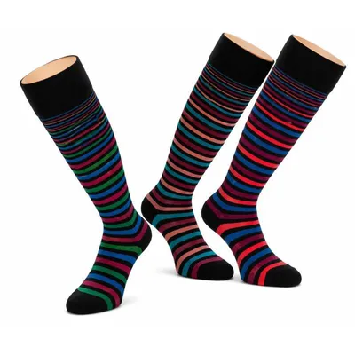 Produktbild von RS Harmony Bambus Kniestrümpfe Damen bunt Ringel Komfortrand 6 Paar Gr. 39-42