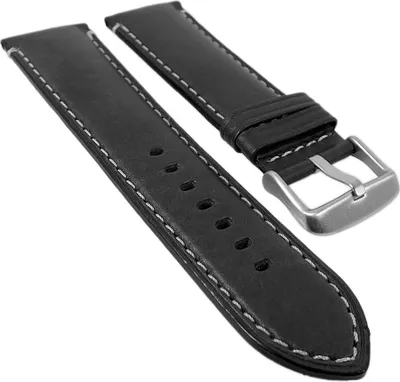 Produktbild von Eulit Florenz Uhrenarmband schwarz Leder gepolstert versiegelte Kante, Stegbreite:22mm