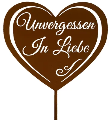 Immagine prodotto di Cuore in metallo, ideale per decorazioni commemorative, dimensioni 32 cm x 13 cm, finitura effetto ruggine, resistente agli agenti atmosferici