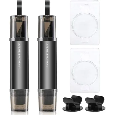 Produktbild von STILVORA Multitools 2er Set, Auto Fensterbrecher mit Sicherheitsmesser, 2-in-1 Notfallhammer für Auto, Schwarz, Notfallwerkzeug für Autounfälle, Kompakt und Tragbar