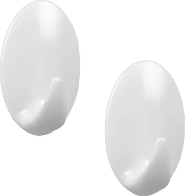 Immagine prodotto di Gancio adesivo in plastica, bianco, 2 pezzi, 10x