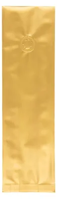 Produktbild von 500x Seitenfaltenbeutel 130+75x380mm Siegelnaht Aromaschutzventil Gold