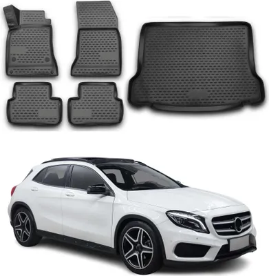 Immagine prodotto di Fußmatten & Kofferraumwanne Set für Mercedes GLA X156 2013-2021 TPE Schwarz