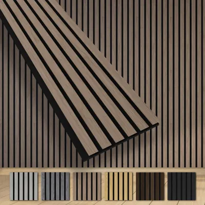 Produktbild von HEXIM Akustikpaneele 280x30cm Wandpaneele Grande Lamellen MDF Holz 0,85m² XXL Echtholzfurnier Wand 21mm Filz