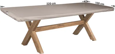 Produktbild von Raffles Covers Abdeckung für eine Tischplatte 220 x 100 cm | Atmungsaktiv | Wasserdicht | UV-beständig | Doppelnähte | Elastischer Kordelzug