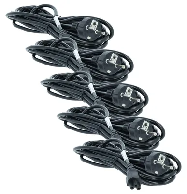 Produktbild von vhbw 5x Netzkabel Schutzkontaktstecker kompatibel mit Vorwerk Kobold VR300, VR100, VR200 - C5 Micky Mouse Kleeblatt Buchse, 5 m