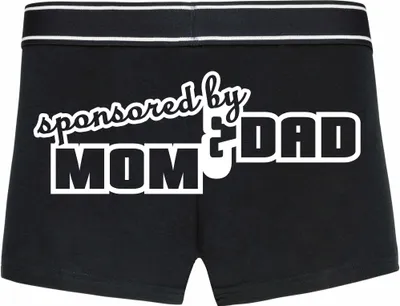 Produktbild von Boxershorts - Mann - Boxer-0024-man-black-h-L - schwarz - L - hinten - Sponsored by mum and dad - lustiges Motiv - Spruch - Unterwäsche - Unterhose - Freizeit - lustig