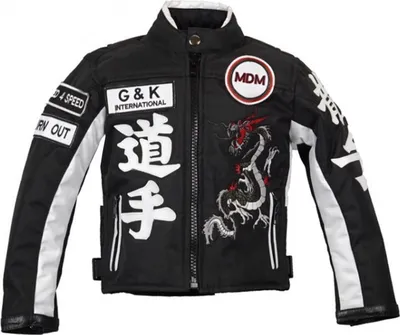 Produktbild von Kinder Motorradjacke Bikerjacke Motorrad Racing Winddicht Patch Biker Rocker (S,Schwarz)