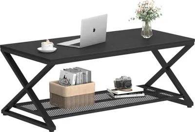 Zdjęcie produktu dla Stolik kawowy LVB czarny z miejscem do przechowywania 100 x 60 x 45 cm