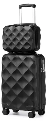 Produktbild von 2-teiliges Kofferset - Handgepäckkoffer und Kulturtasche - TSA-Schloss - 4 Doppelrollen - 33 + 51 cm - Schwarz