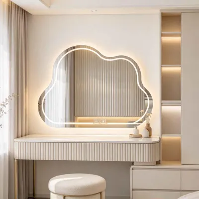 Immagine prodotto di Specchio da bagno a LED a forma di nuvola, con dimmeraggio e 3 tonalità di luce, antigoccia, interruttore touch, specchio da parete HD da 5 mm per il bagno, 50x70 cm