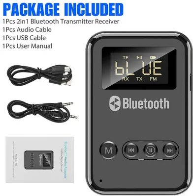 Produktbild von K6 Bluetooth 5.0 Sender Receiver Aux 3.5mm Jack Wireless Adapter Fm Ausgänge Schwarz