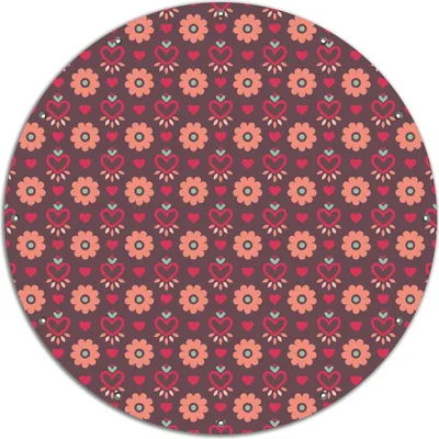Produktbild von Wallario rundes Outdoor-Poster für Garten oder Balkon, Motiv Muster mit Blumen und Herzen, 120 cm Durchmesser