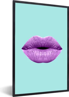 Produktbild von MuchoWow® MuchoWow® Gerahmtes Poster Lippen - Pastell - Lila 40x60 cm - Poster mit zchwarzem Bilderrahmen - Papierdruck - Wandbilder