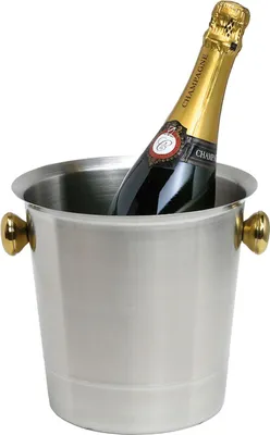 Produktbild von Sekt und Champagner Kübel, 18/8 Edelstahl, matt mit goldfarbenen Griffen, 5,0 Liter