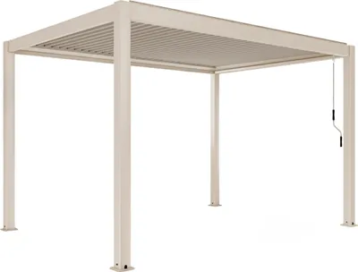 Immagine prodotto di Pergola bioclimatica autoportante 3x4m in legno crema e alluminio - Oviala Athenes