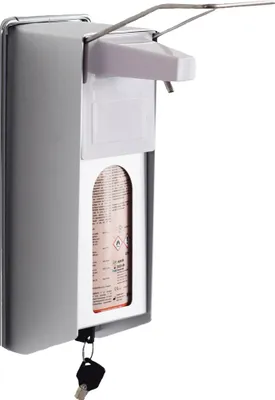 Produktbild von Desinfektionsspender | Alu/Kunststoff | abschließbar | 1000 ml | langer Hebel
