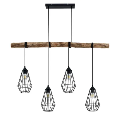 Produktbild von Lindby Hängeleuchte Eldarion, 116 cm, 4-flammig, Holz, E27