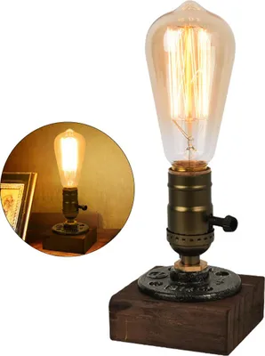 Produktbild von Vintage Loft Tischlampe, Industrial tischlampe, Nachttischlampen, Nachtlicht, E27 Birne Retro, Café & Bar Dekoration