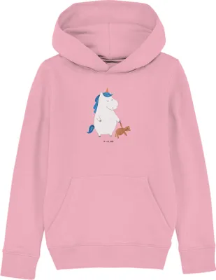 Produktbild von Mr. & Mrs. Panda Organic Kinder Hoodie Einhorn Teddy 12-14 Jahre (152/164) - Baumwolle Pink - Geschenk, Unicorn, Pullover, Einhörner, Kapuzenpulli, Freundin, Kapuzenshirt