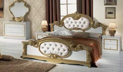 Produktbild von Bett Barocco in Weiss Gold Barock Design