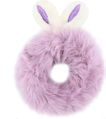 Image de Fluffy Scrunchie avec des oreilles de lapin en peluche dans un violet tendre