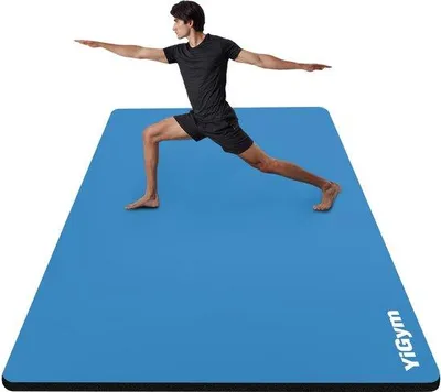 Zdjęcie produktu dla Mata do gimnastyki, 195 x 90 cm, duża, szeroka mata do jogi, grubość 10/15 mm, mata fitness, XL, do użytku domowego, do siłowni, mata sportowa, z paskiem do przenoszenia i torbą