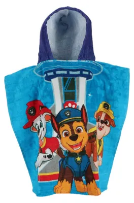 Produktbild von Paw Patrol Kinder Poncho Badetuch mit Kapuze Strandtuch 55x110cm blau