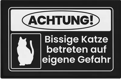 Produktbild von Trendation - Achtung Bissige Katze Fußmatte Geschenk Katzenbesitzer Lustige Fussmatte 60x40 cm