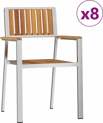 Produktbild von Gartenstuhl 8 pcs Massives Akazienholz und Edelstahl