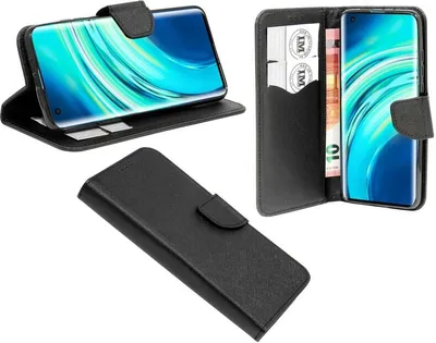 Zdjęcie produktu dla cofi1453® Etui książkowe "Fancy" kompatybilne z XIAOMI MI 10 pokrowiec na telefon etui ochronne z funkcją podstawki, miejsce na kartę czarny