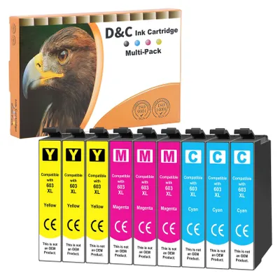 Produktbild von D&C 9X Druckerpatronen Kompatibel für Epson 603 XL für Expression Home XP-2100 XP-2105 XP-2150 XP-3100 XP-3105 XP-3150 XP-4100 XP-4105 XP-4155, Workforce WF-2810 WF-2830 WF-2835 WF-2840 WF-2850 DWF