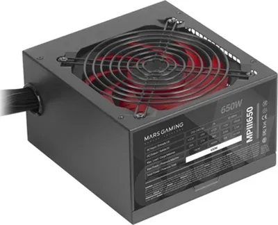 Produktbild von Mars Gaming MPIII650, 650 W, 200 - 240 V, 50/60 Hz, 7 A, Aktiv, 180 W