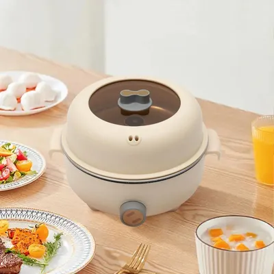 Produktbild von Elektrischer Hotpot Dampfgarer - Doppelkessel - 22 cm - 1,5 l - 220 V - 2-stöckiger Dampfeinsatz - EU-Stecker - Khaki