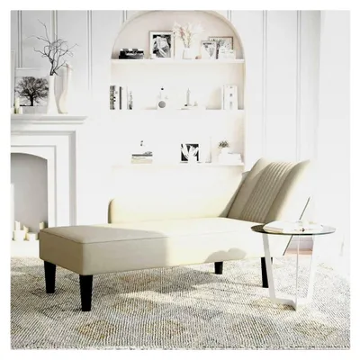 Produktbild von Creme Samt Chaiselongue mit Federkern und Schaumstofffüllung - 140x56x66 cm