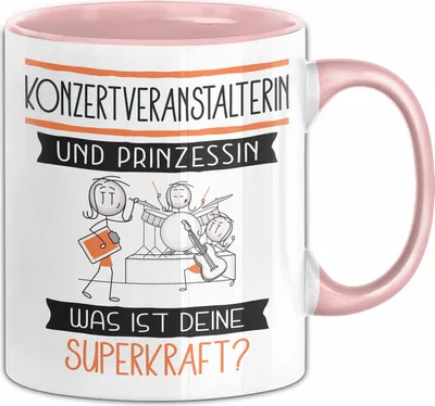Produktbild von Konzertveranstalterin Und Prinzessin Tasse Geschenk Für Eine Konzertveranstalterin Geburtstag Was Ist Deine Superkraft (Rosa)