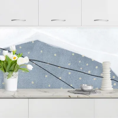 Produktbild von Küchenrückwand Muster selbstklebend - 0.35 mm Wandpaneel wasserfest Design blau Aquarell Abstrakt Spritzschutz fugenlos