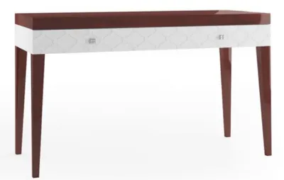 Image de Casa Padrino Table console de luxe avec tiroir brun brillant / blanc 111,2 x 45 x H. 83 cm - Meubles de luxe