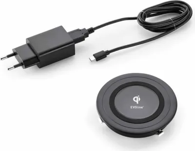 Produktbild von EVOline Qi Wireless Charger schwarz matt / Abdeckung