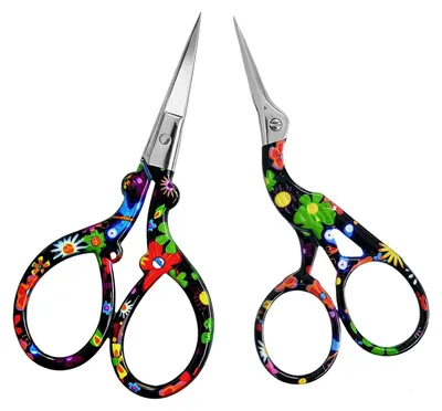 Produktbild von Set aus 2 Bastelscheren, Stickscheren, Fadenschneidern und Stoffscheren aus Edelstahl mit Lederetui für Handarbeiten, Nähen, Basteln, DIY-Projekte und Make-up.
