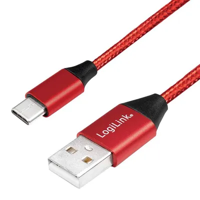 Obrázok produktu pre LogiLink CU0148, 1 m, USB A, USB C, USB 2.0, 0,48 Gbit/s, Čierna, Červená