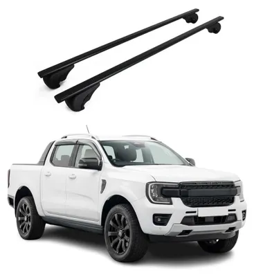 Image de Barres de toit Transversales pour Ford Ranger IV 2022-2026 Acier Noir 2Pcs, Image générée par une IA