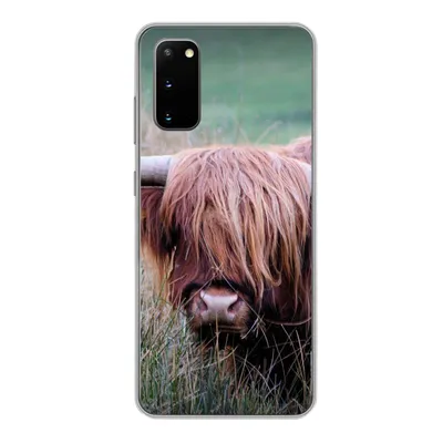 Produktbild von MuchoWow® Handyhülle Schutzhülle Hülle für Samsung Galaxy S20 Schottischer Highlander - Hörner - Gras Silikon Softcase Handy Hülle - Bild