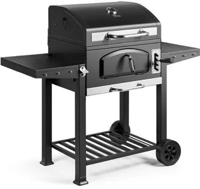 Productafbeelding van Houtskoolbarbecue 2-in-1 Grill En Smoker - 57x41 cm Grilloppervlak - Gietijzer - Voor Buiten - Draagbare Barbecue