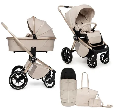 Produktbild von Muuvo Quick SE2 Kinderwagen Beige – leichter 2in1/3in1 Kinderwagen mit Babywanne, Sportsitz, All-Terrain-Rädern & umfangreichem Zubehörset