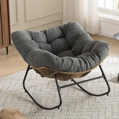 Productafbeelding van Schommelstoel, bekleed met chenille, modern design, veelzijdig voor woonkamer, slaapkamer of kinderkamer